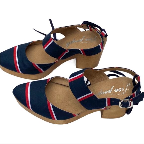 Free People 9 Sandals Clogs Heels Lace up Monaco Boho Festival 4th Nautical 70s - Picture 9 of 15